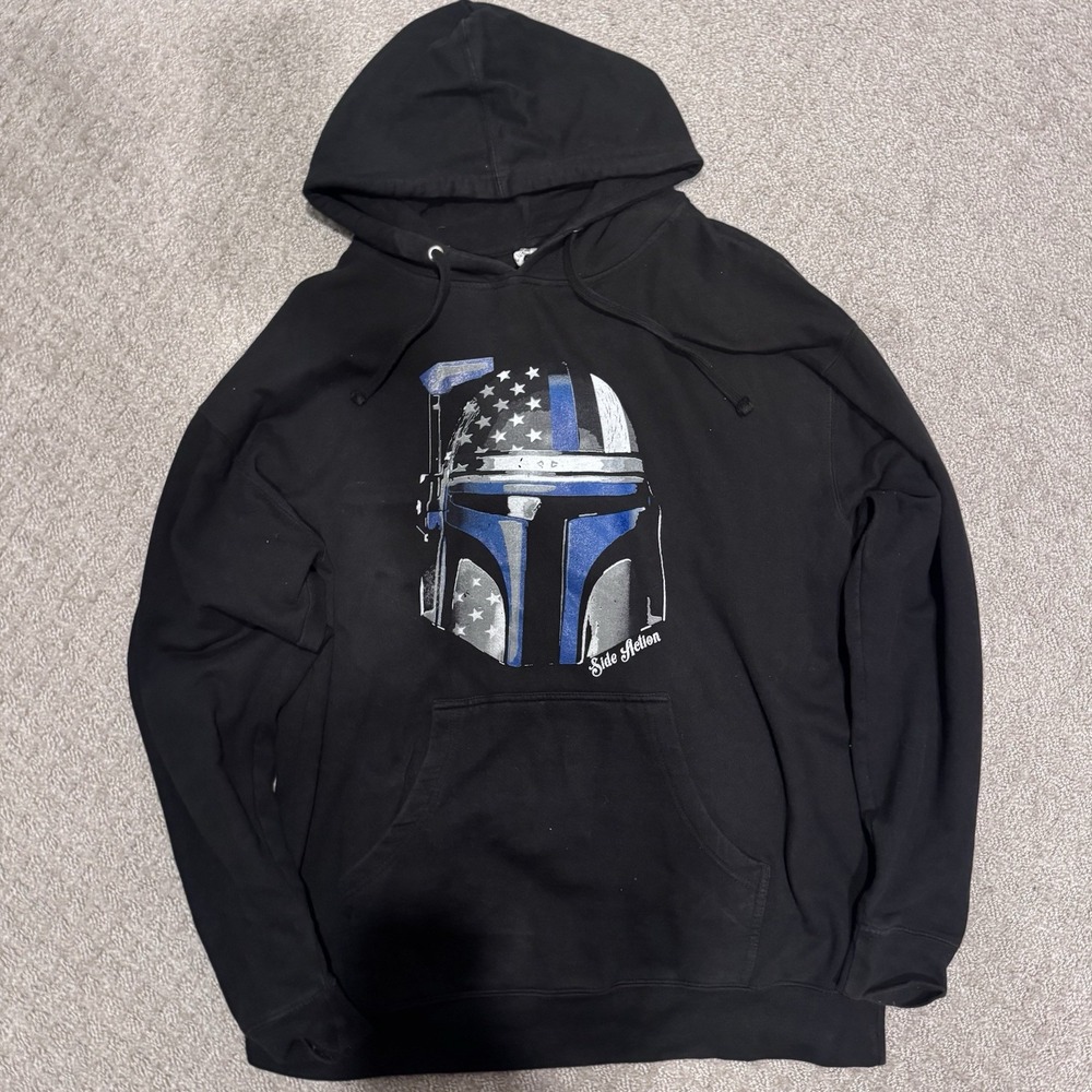 Men's Side Action Apparel "Star Wars" Thin Blue Line Flag Print‎  XL Hoody